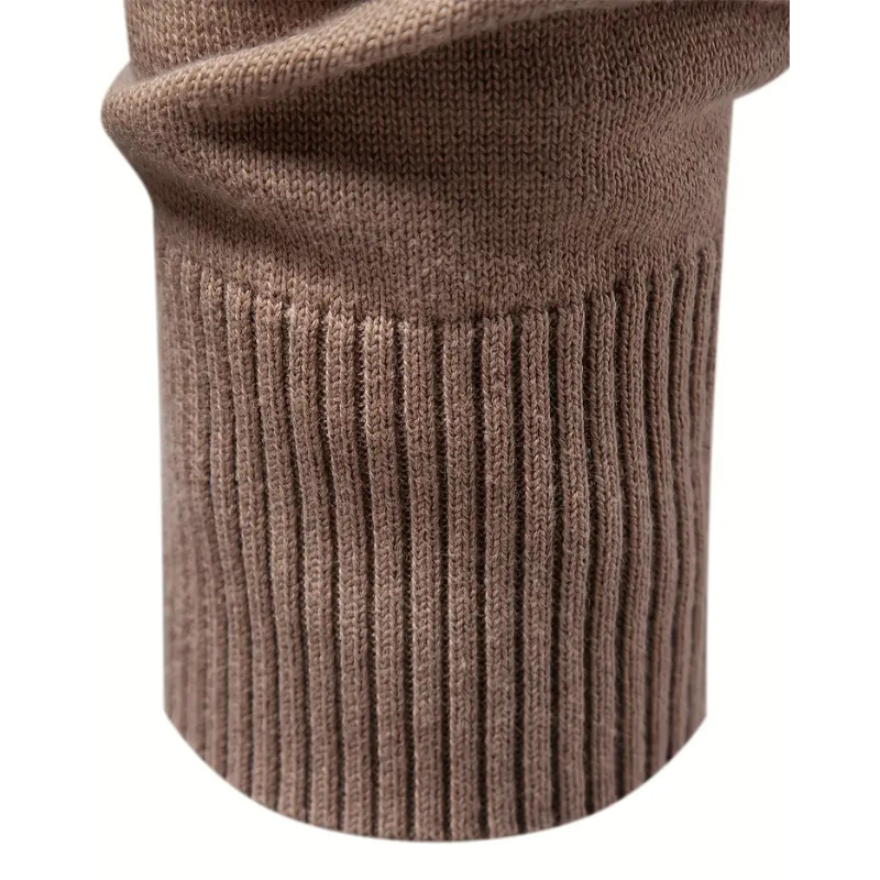 Чоловічий светр Ліам у смужку – високий комір на блискавці, теплий і зручний з вовни та поліестеру