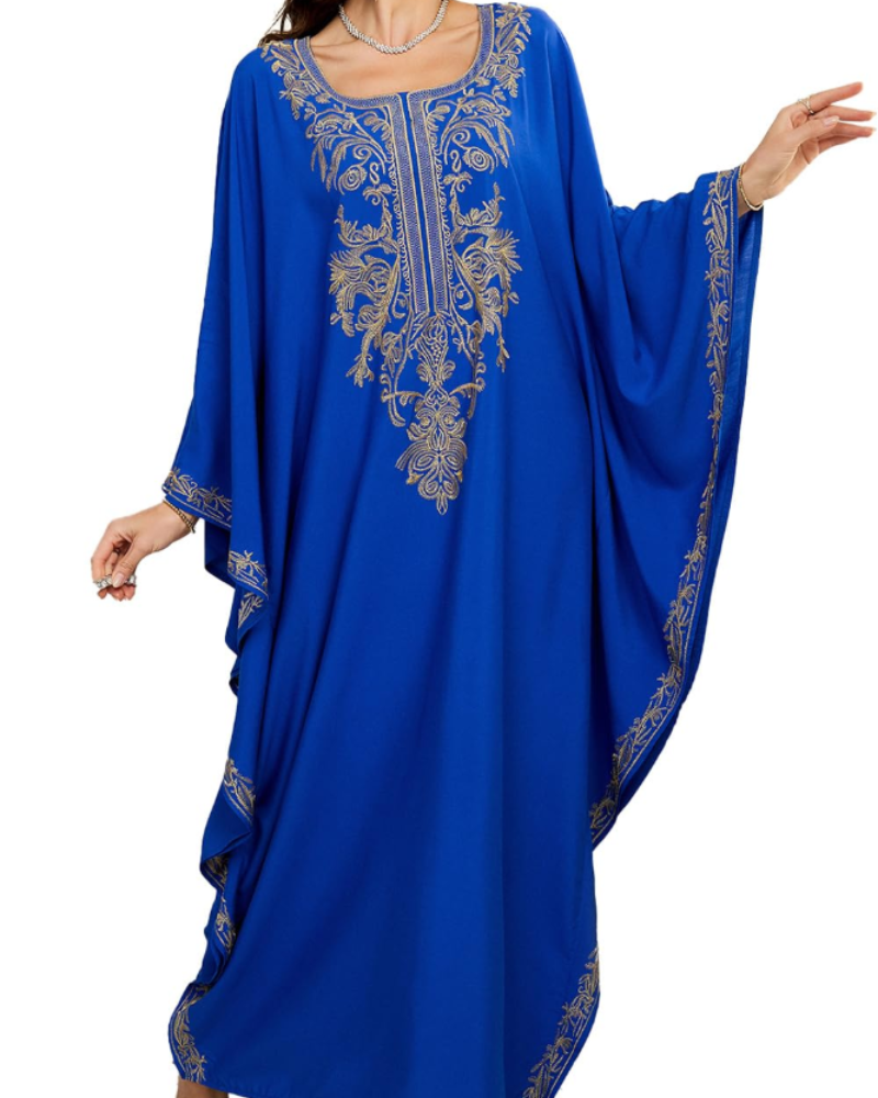 Solea Kaftan-kjole til kvinder – Broderet boheme strandkjole, let og luftig, stor størrelse, sommer cover-up