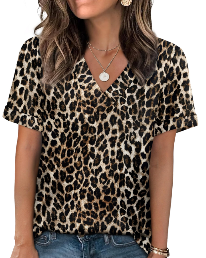 Elowin Damen-T-Shirt – Casual Chic V-Ausschnitt, Bequemer Schnitt & Atmungsaktiver Sommerstoff