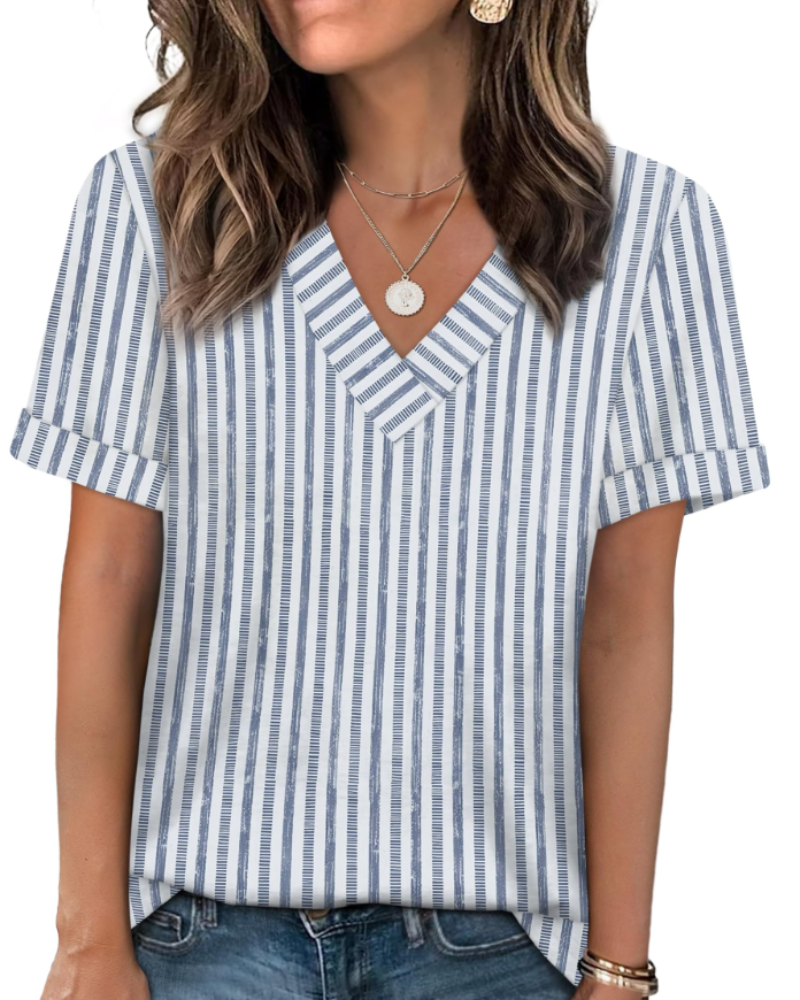 Elowin Damen-T-Shirt – Casual Chic V-Ausschnitt, Bequemer Schnitt & Atmungsaktiver Sommerstoff