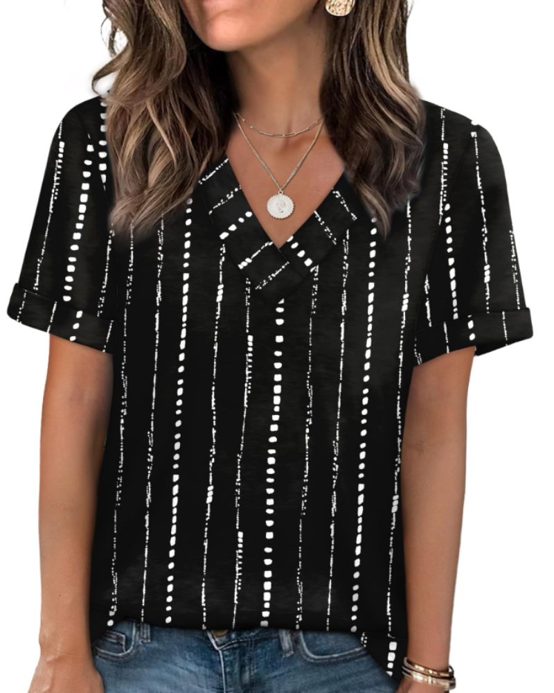 Elowin Damen-T-Shirt – Casual Chic V-Ausschnitt, Bequemer Schnitt & Atmungsaktiver Sommerstoff