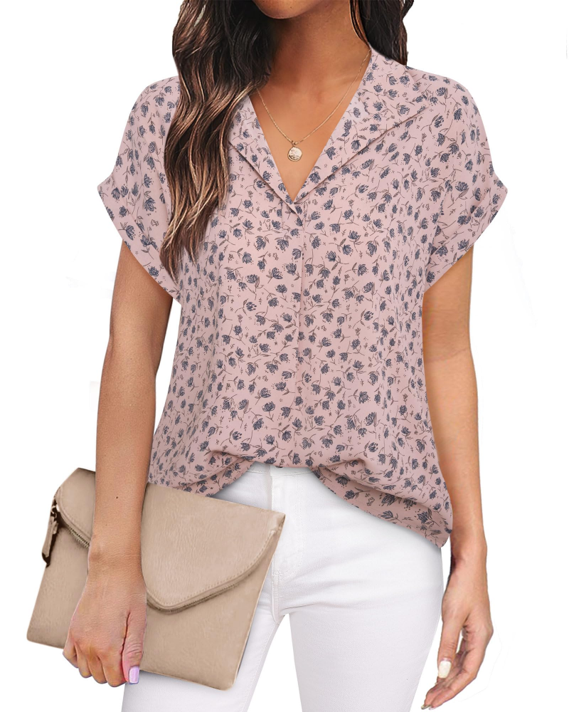 Eluna Women's Shirt – Elegant V-Neck Flowing Chiffon Blouse for Business Casual