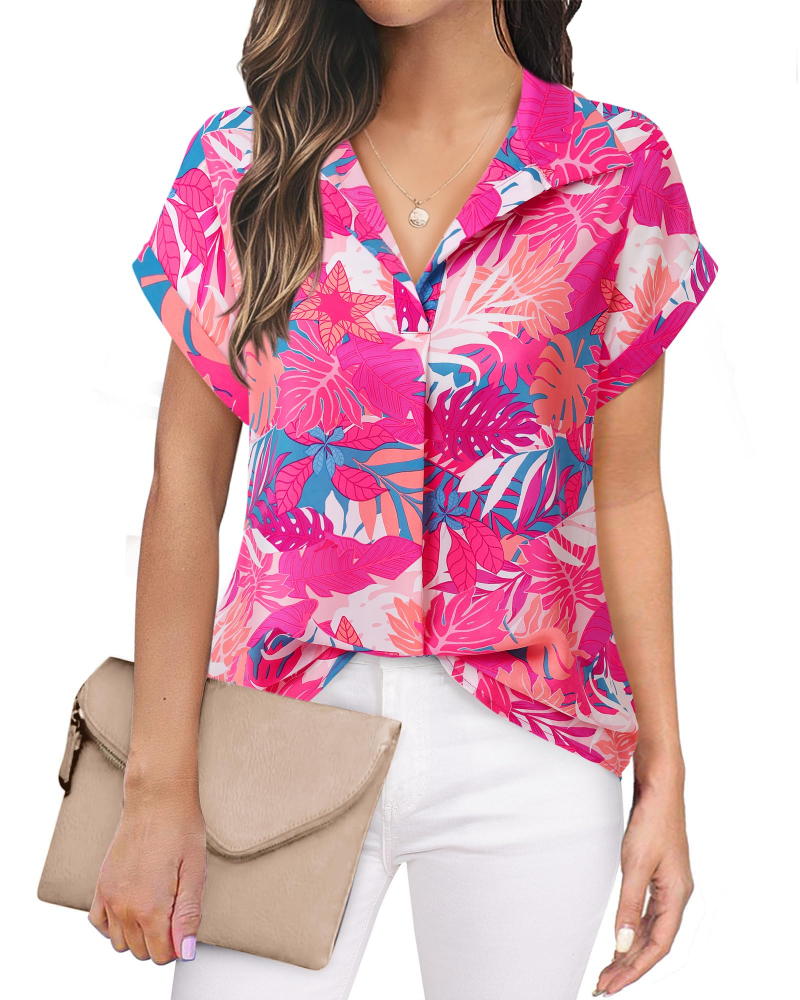 Eluna Women's Shirt – Elegant V-Neck Flowing Chiffon Blouse for Business Casual