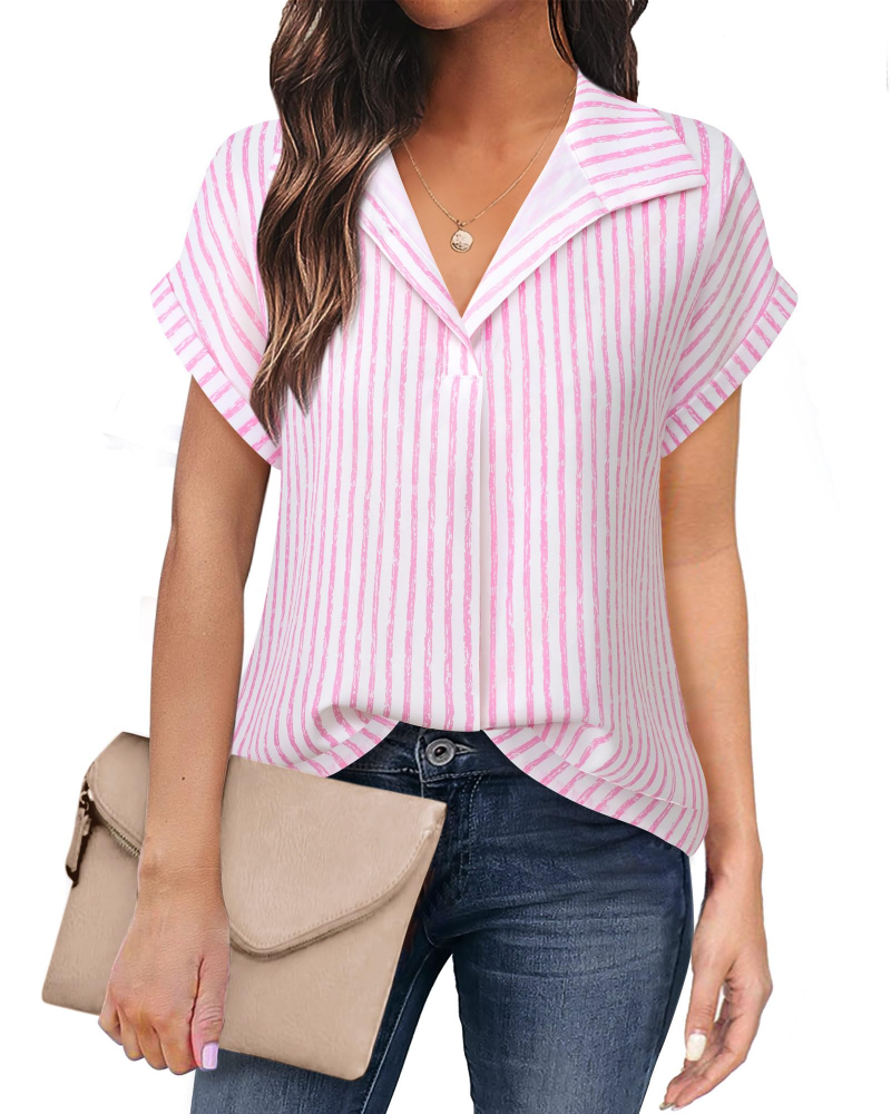 Eluna Women's Shirt – Elegant V-Neck Flowing Chiffon Blouse for Business Casual