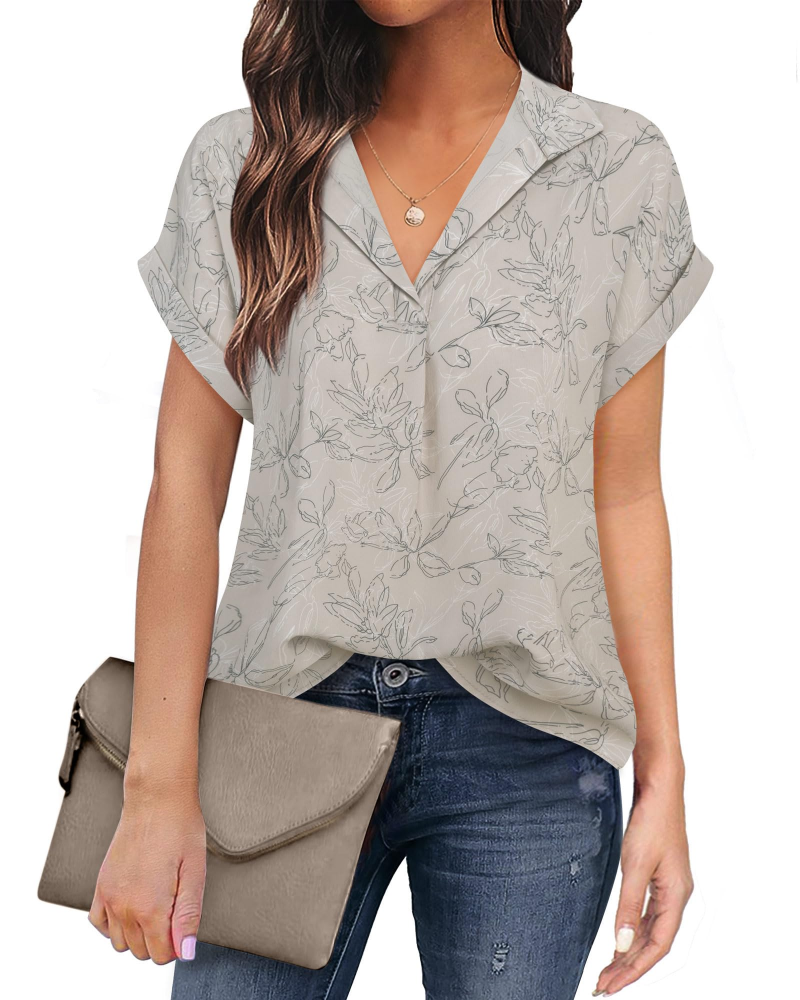 Eluna Women's Shirt – Elegant V-Neck Flowing Chiffon Blouse for Business Casual