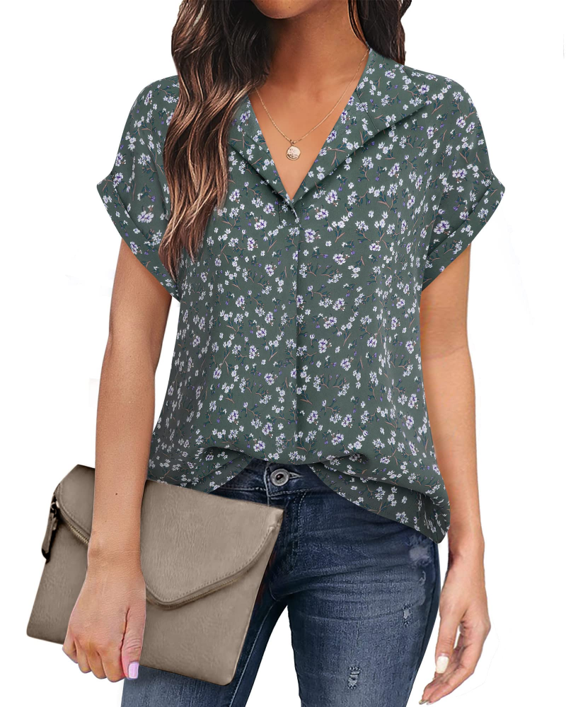 Eluna Women's Shirt – Elegant V-Neck Flowing Chiffon Blouse for Business Casual