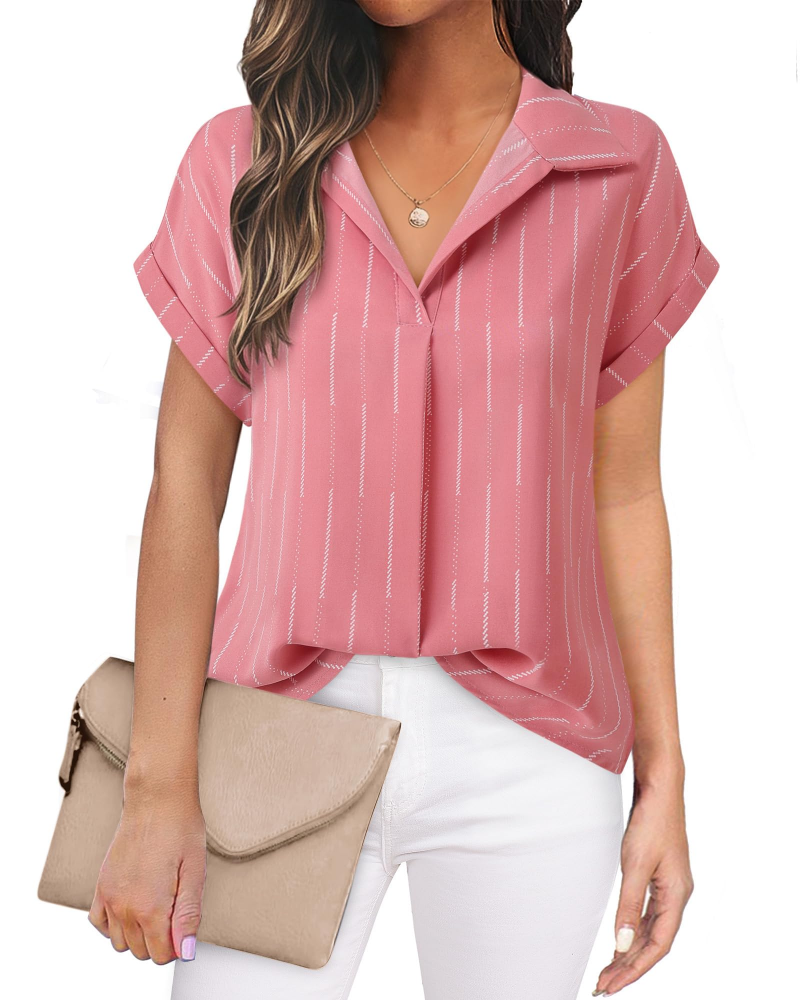 Eluna Women's Shirt – Elegant V-Neck Flowing Chiffon Blouse for Business Casual