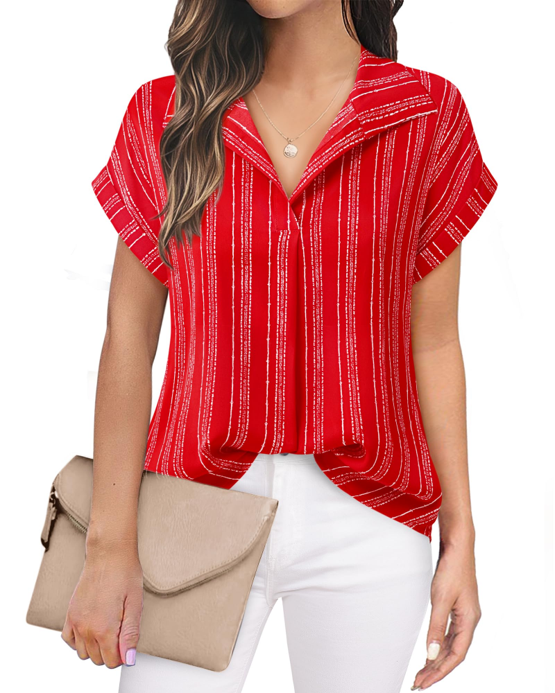 Eluna Women's Shirt – Elegant V-Neck Flowing Chiffon Blouse for Business Casual