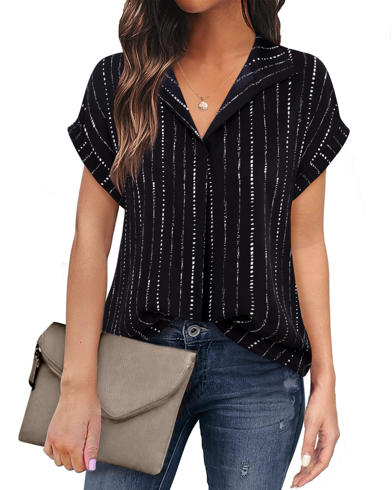 Eluna Women's Shirt – Elegant V-Neck Flowing Chiffon Blouse for Business Casual