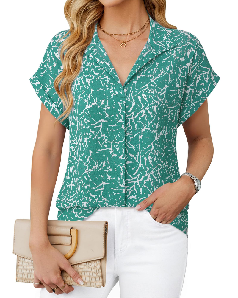 Eluna Women's Shirt – Elegant V-Neck Flowing Chiffon Blouse for Business Casual