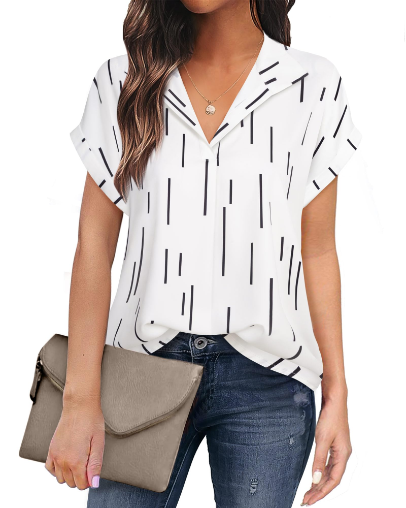Eluna Women's Shirt – Elegant V-Neck Flowing Chiffon Blouse for Business Casual