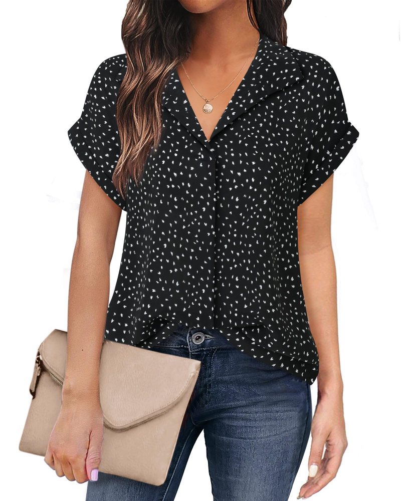 Eluna Women's Shirt – Elegant V-Neck Flowing Chiffon Blouse for Business Casual