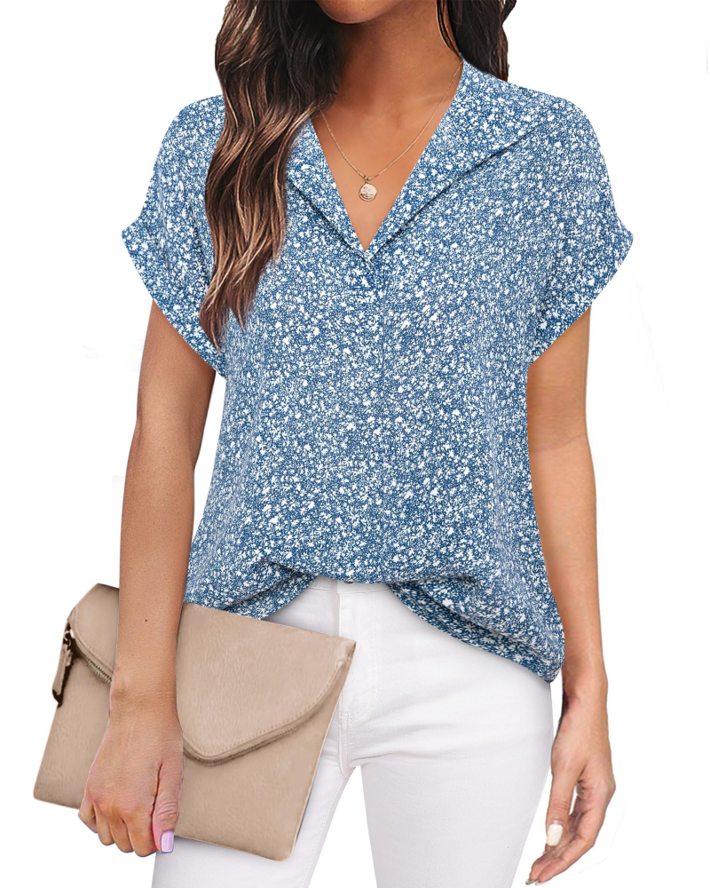 Eluna Women's Shirt – Elegant V-Neck Flowing Chiffon Blouse for Business Casual