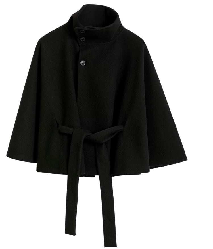 Ivanna Wool Coat Woman – Elegant High Collar with Removable Belt & Casual Cut