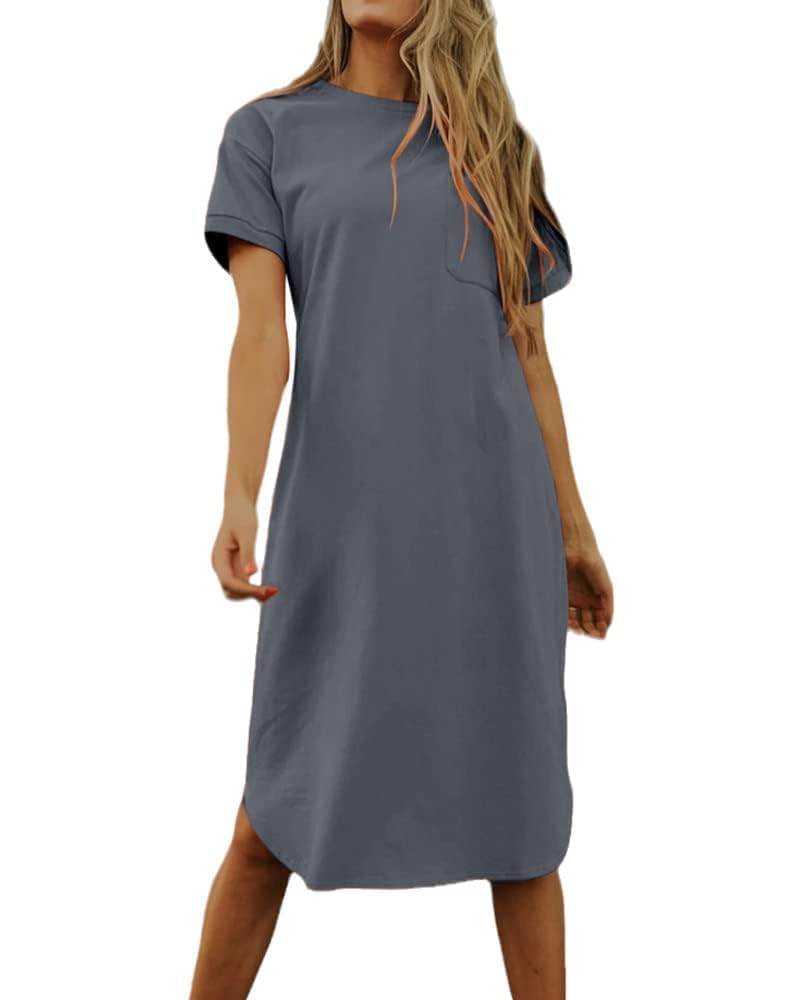 Sukienka-T-shirt Thalassa damska – bawełna, okrągły dekolt, krótkie rękawy i kieszenie, luźny krój