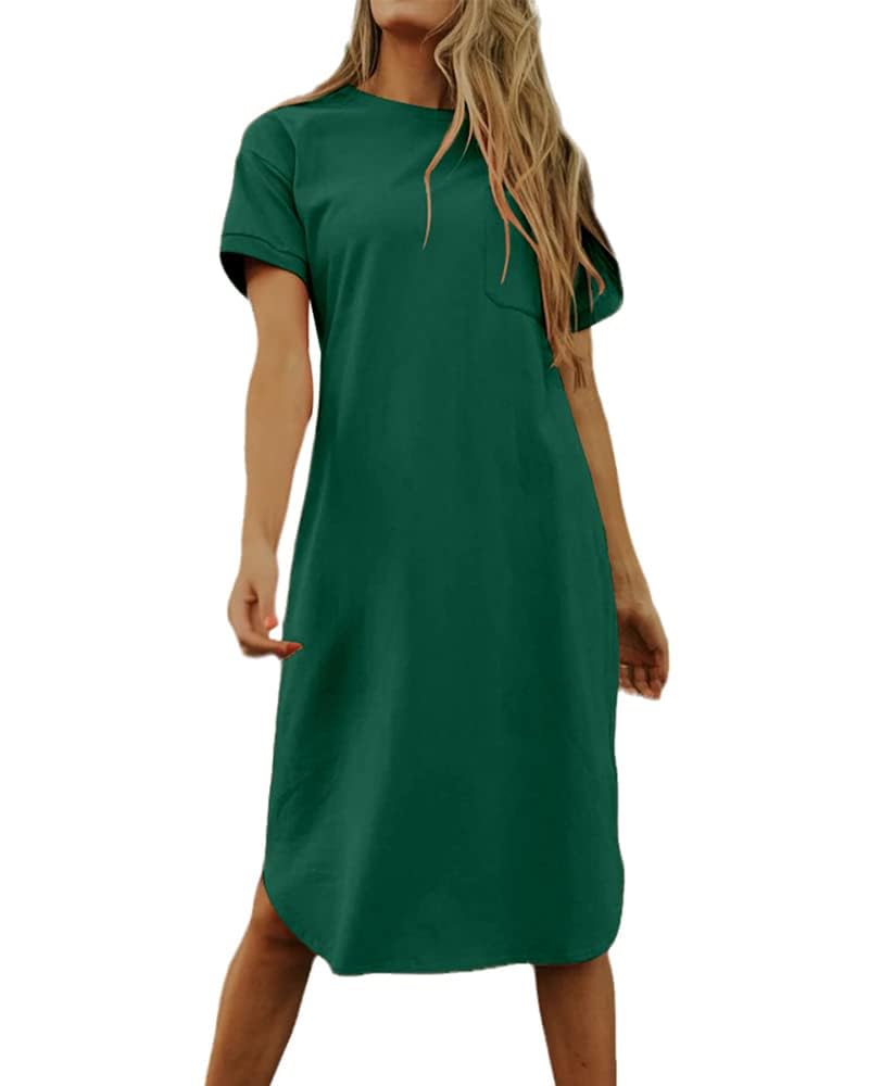 Sukienka-T-shirt Thalassa damska – bawełna, okrągły dekolt, krótkie rękawy i kieszenie, luźny krój