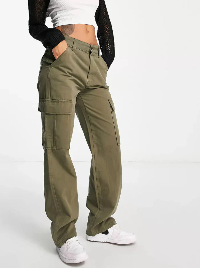 Paisley Pantalon Cargo Femme – Utility bukser med lige snit og flere lommer til daglig brug og udendørs aktiviteter