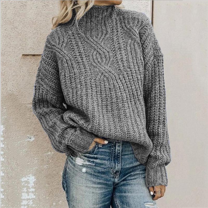 Lotte Damescoltrui – Elegante Trui met Hoge Hals en Comfortabele Pasvorm