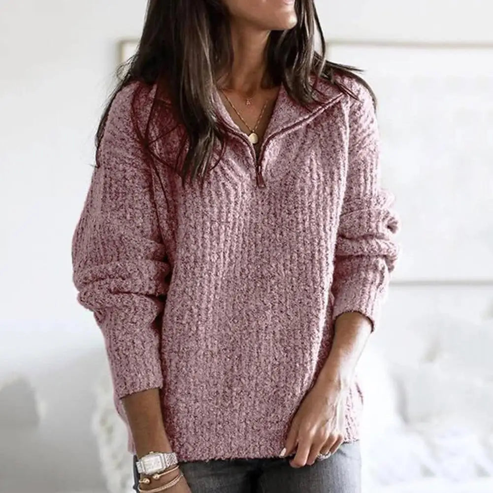 Macy Pull Femme – Demi-Zip Komfortowy z luźnym krojem i ściągaczowymi wykończeniami