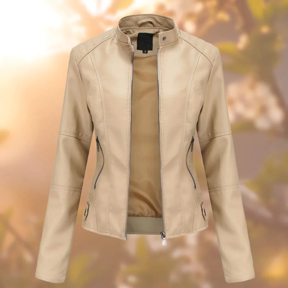 Sasha Veste Femme en Cuir – Blouson Slim Moderne avec Fermeture Éclair pour Mi-Saison