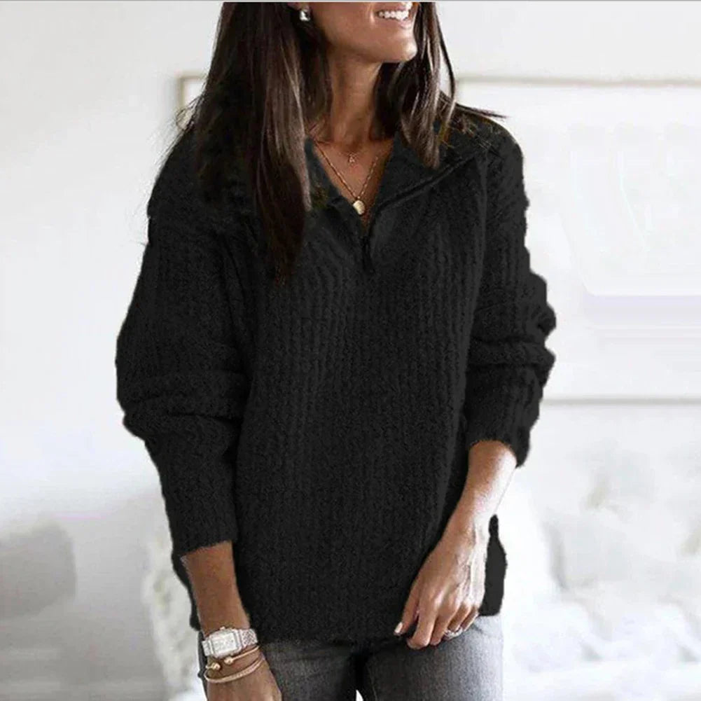 Macy Pull Femme – Demi-Zip Komfortowy z luźnym krojem i ściągaczowymi wykończeniami
