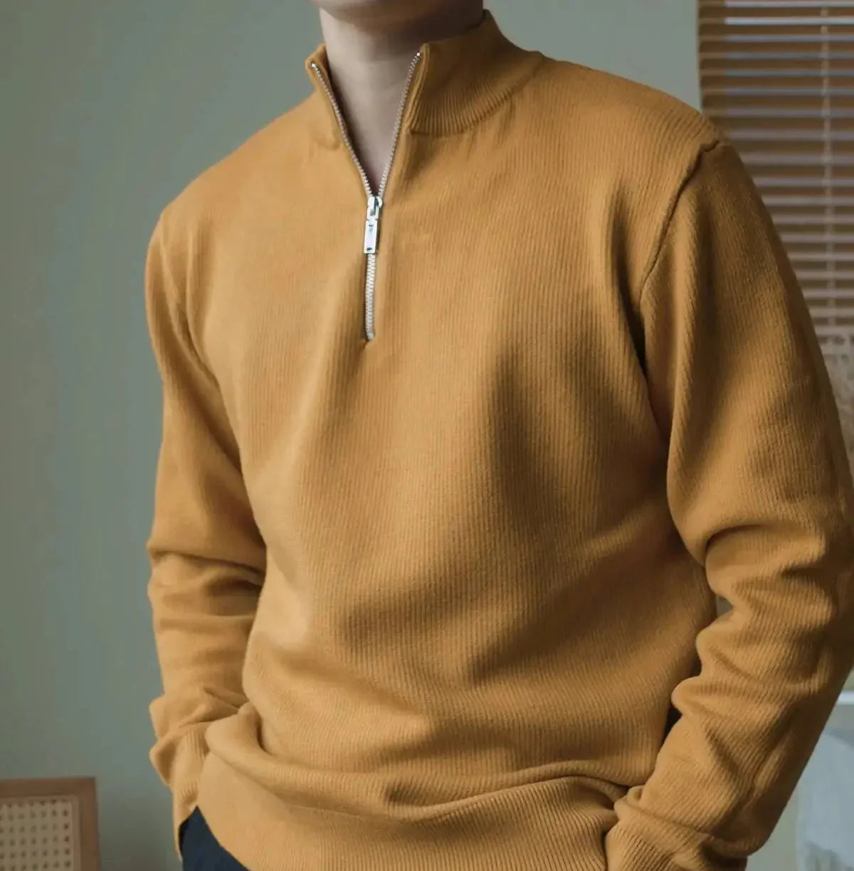 Dexter Men's Half-Zip Pullover with Stand-Up Collar – Casual Fit & Winter Comfort