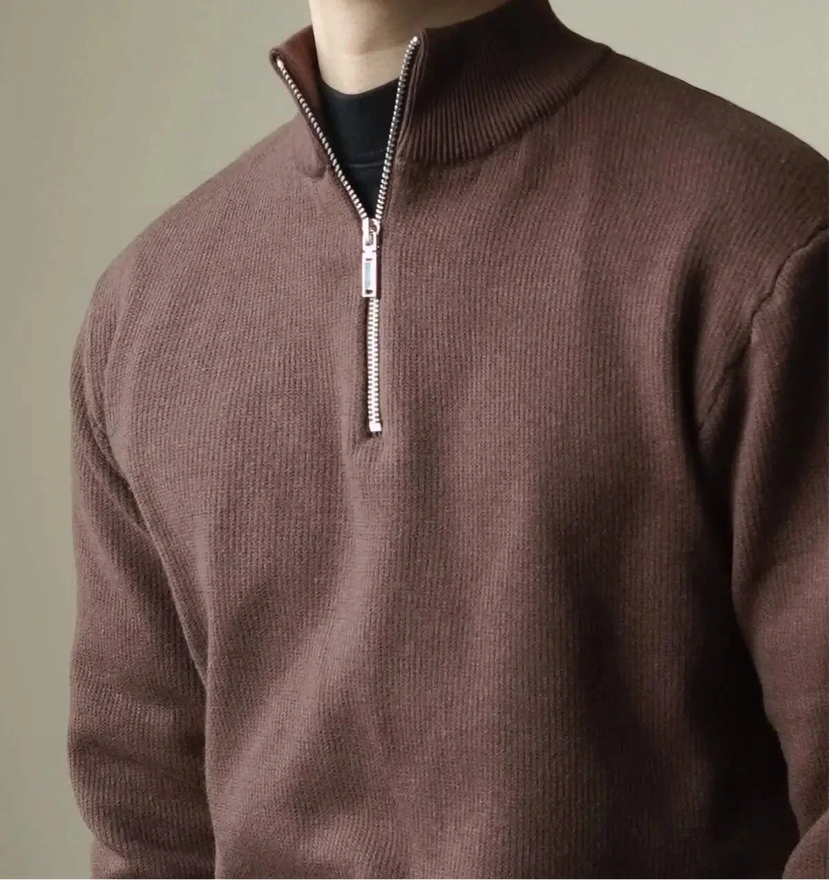 Dexter Men's Half-Zip Pullover with Stand-Up Collar – Casual Fit & Winter Comfort