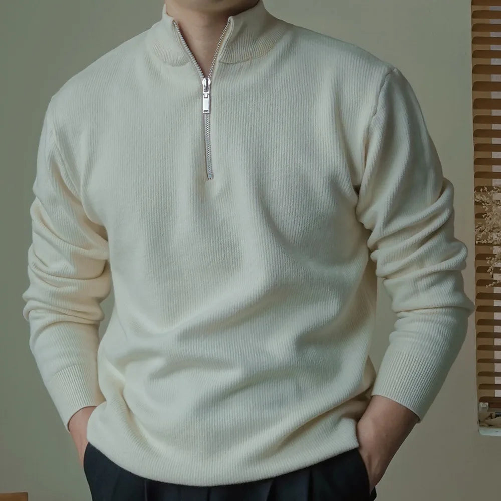 Dexter Men's Half-Zip Pullover with Stand-Up Collar – Casual Fit & Winter Comfort