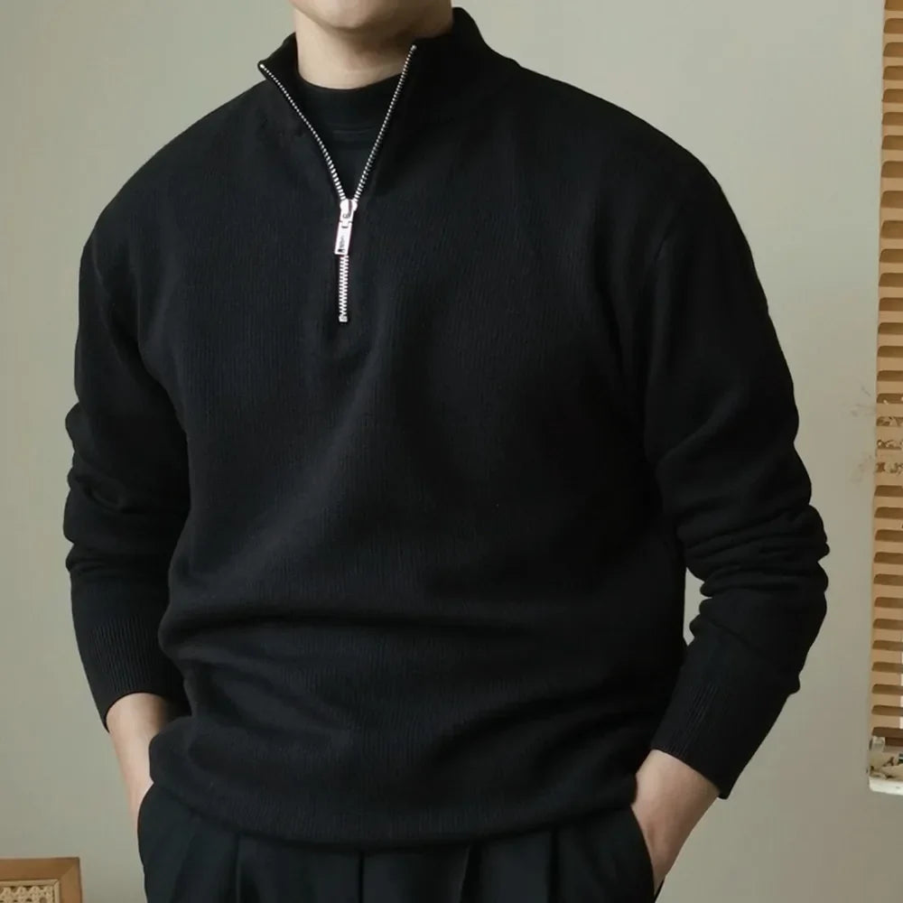 Dexter Men's Half-Zip Pullover with Stand-Up Collar – Casual Fit & Winter Comfort