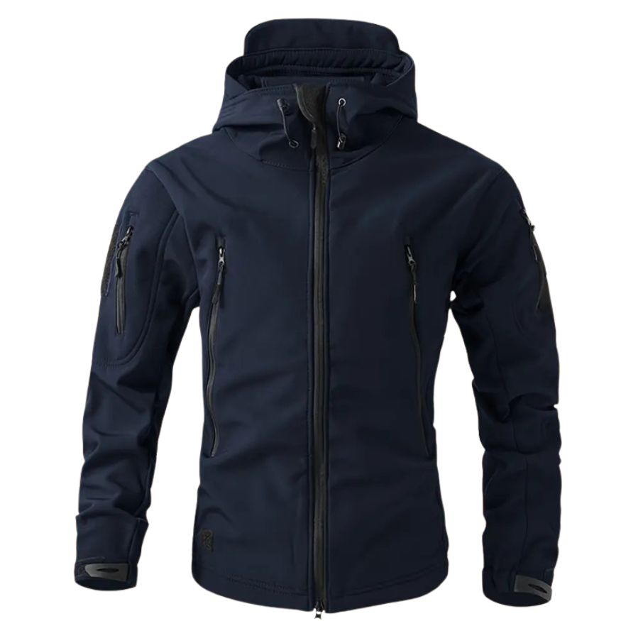 Lusian Men's Softshell Jacket – Adjustable Hooded Coat with Zipper Closure and Pockets