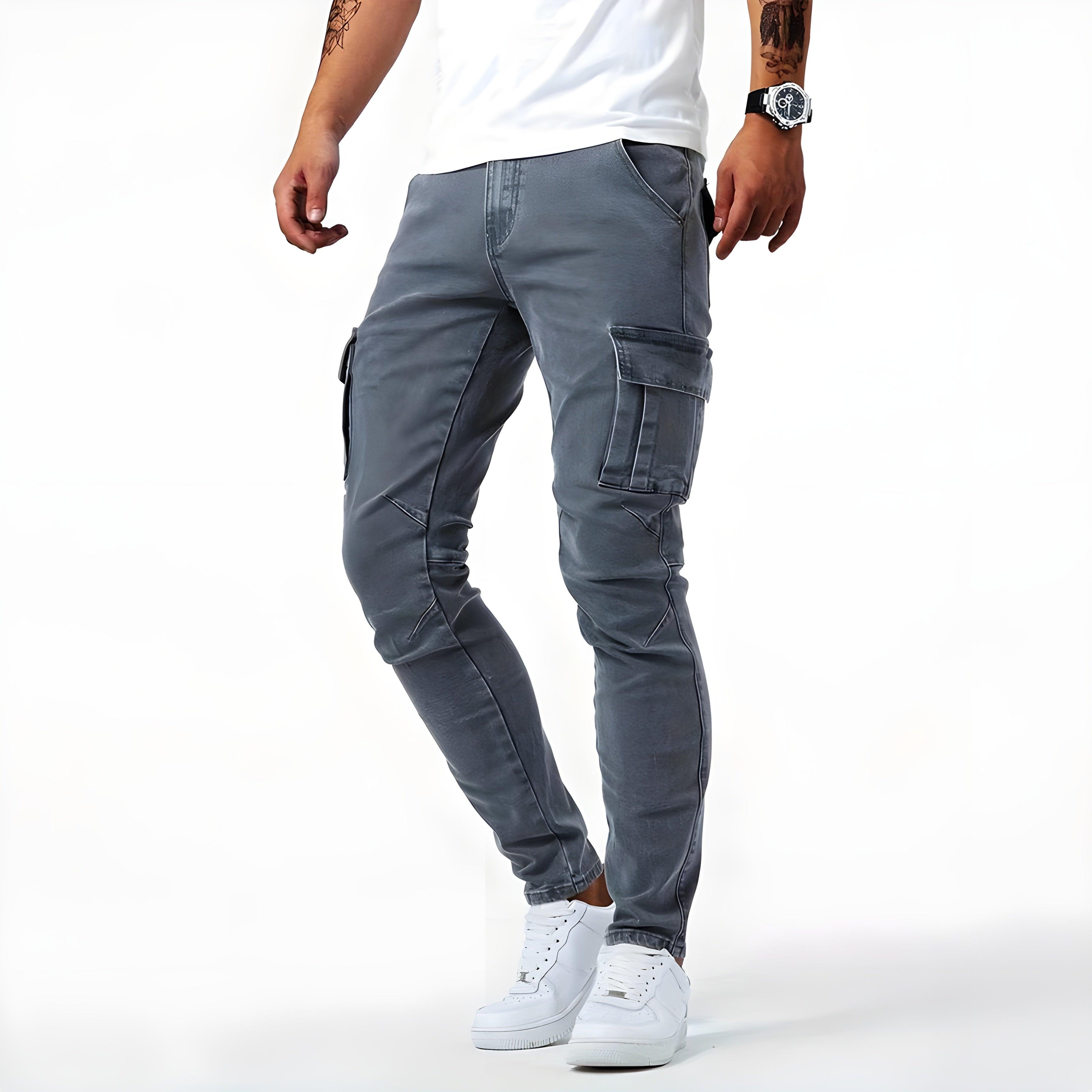 Francois Pantalon Homme – Pantalon Cargo en Denim Élastique Confortable & Moderne