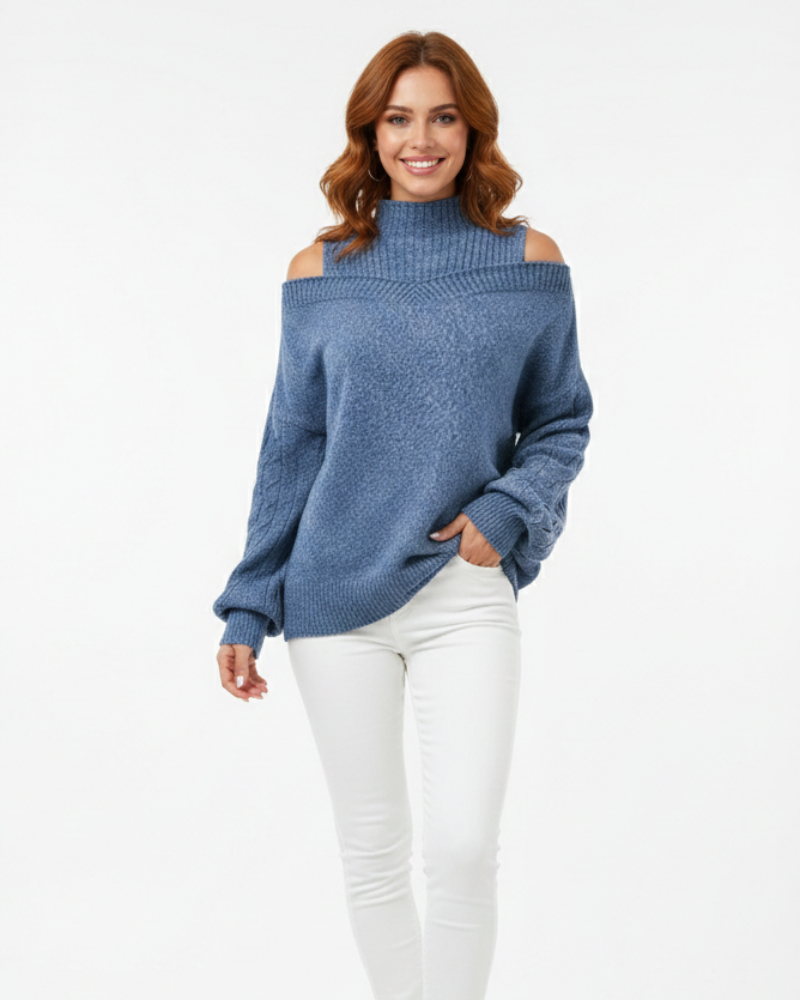 Isabel Elegant Sweater Woman – Refined Off-Shoulder, Soft Knit & Feminine Style