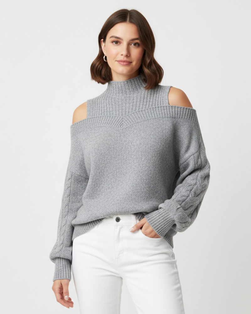 Isabel Elegant Sweater Woman – Refined Off-Shoulder, Soft Knit & Feminine Style