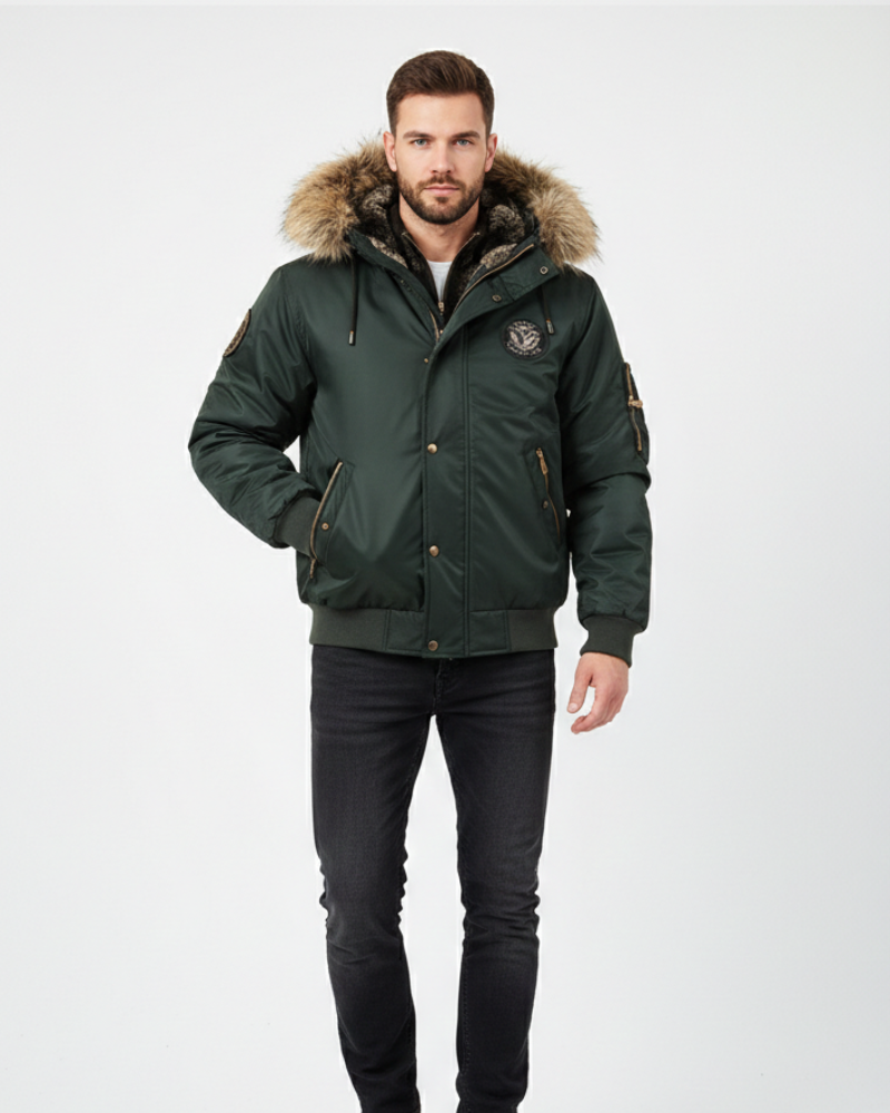 Ivan Bomber Matelassé Muški – Kapuljača od lažnog krzna, Toplo i Gradski Stil