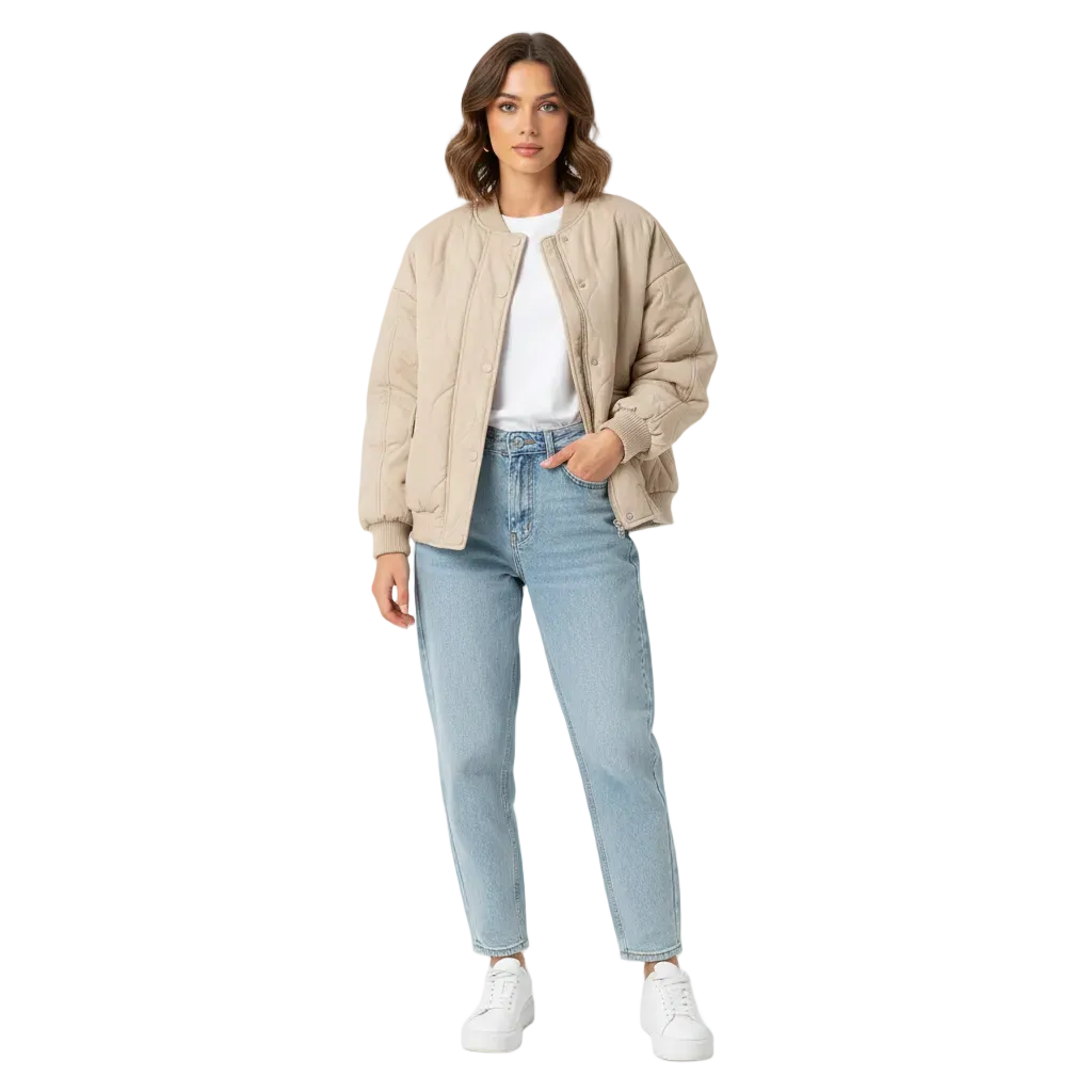 Christelle Dames Bomberjack Gevoerd – Losse Pasvorm, Lichtgewicht & Tijdloze Stijl
