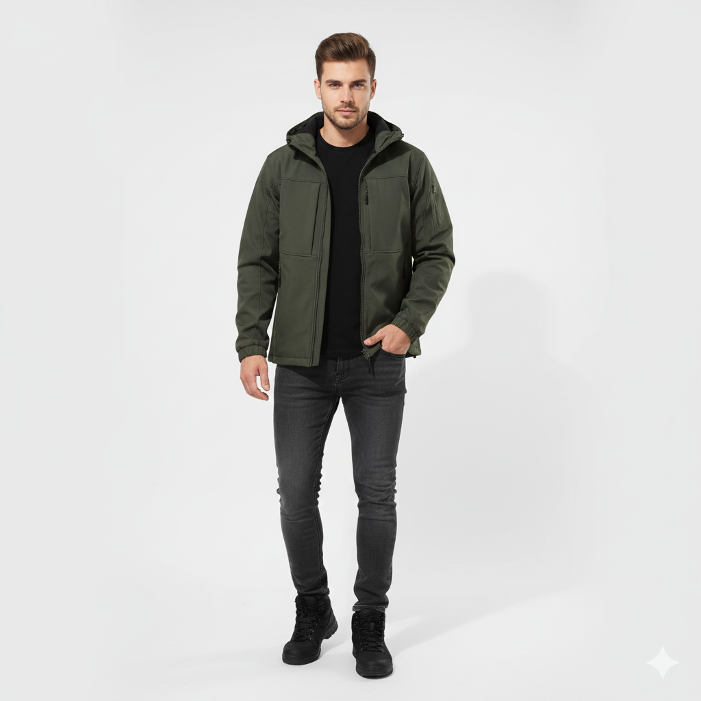 Max Men's Softshell Jacket with Hood – Functional Design & Stretchy Modern Fit