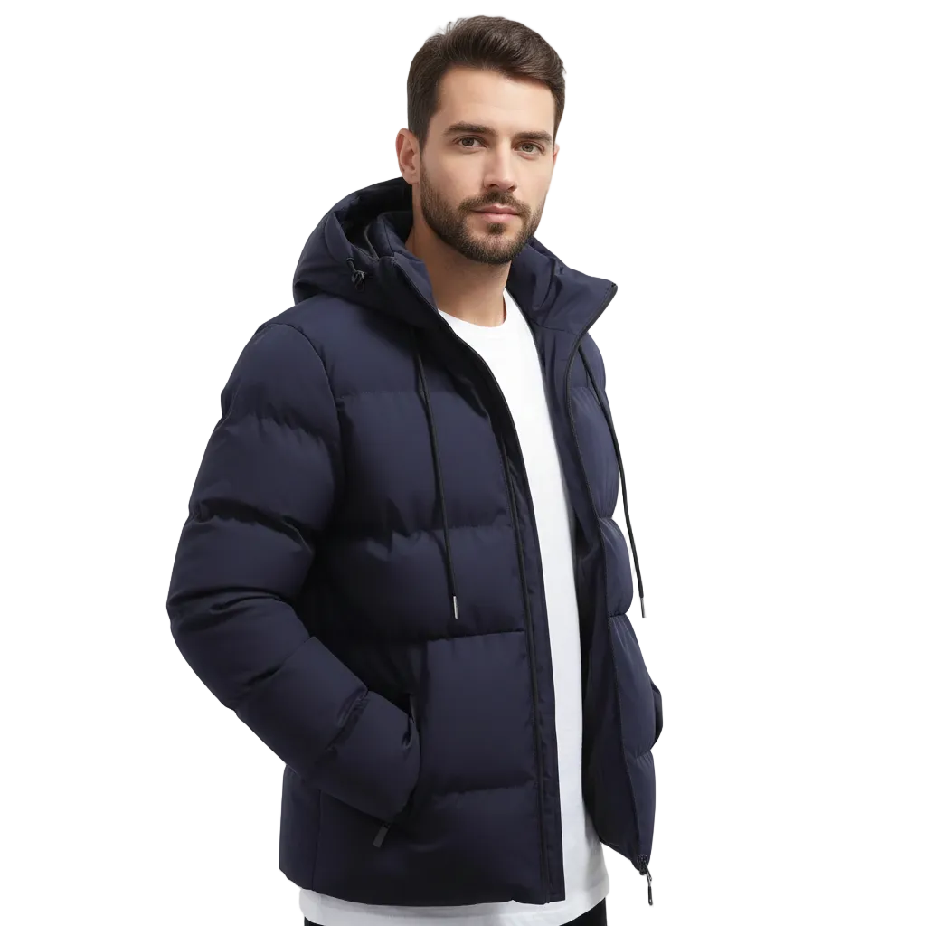 Men's Winter Oil Parka Waterproof – Quilted Puffer, Hood & Maximum Warmth
