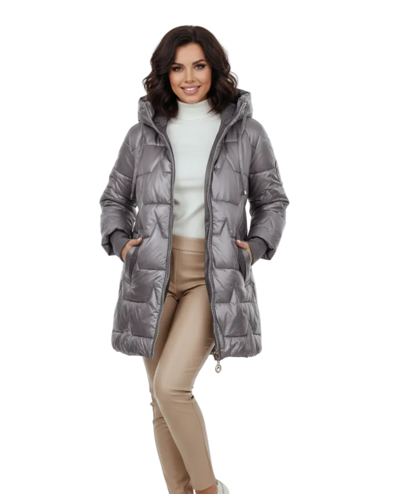 Charlie Geacă de Iarnă pentru Femei – Jachetă Elegantă cu Glugă, Buzunare și Închidere cu Nasturi