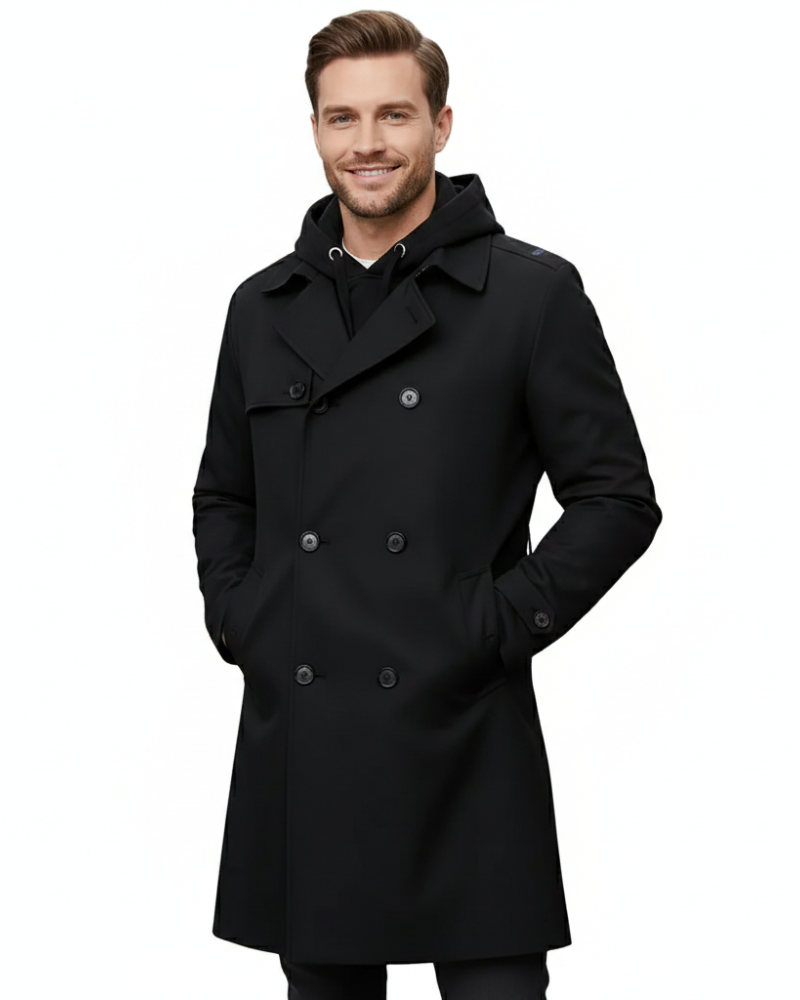 Gian Trenchcoat Herren Klassisch Doppelreihig – Reverskragen mit Verstellbarem Gürtel