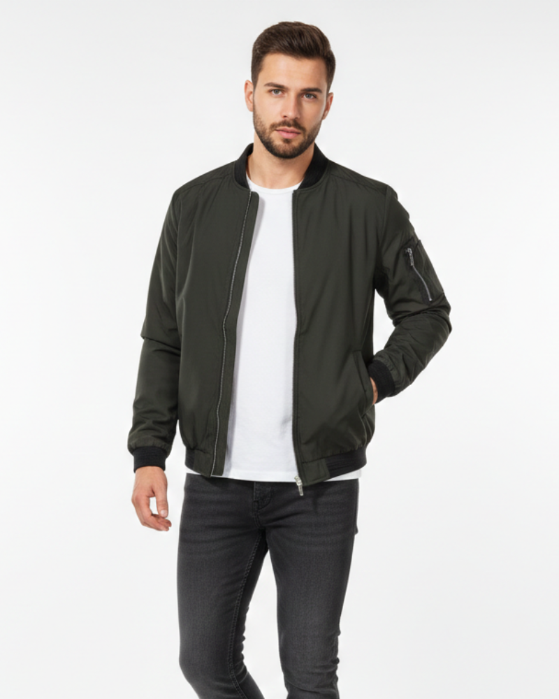 Zenio Bomber Bărbați Essensio – Jachetă Ușoară Rezistentă la Apă cu Fermuar și Finisaje Ripluite