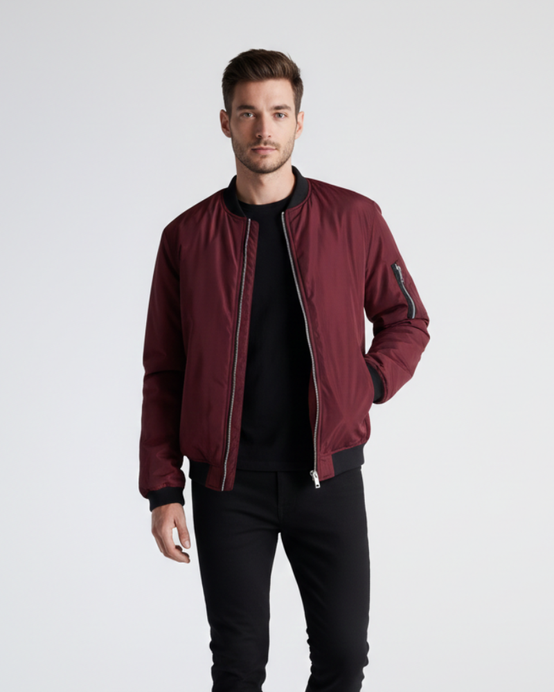 Zenio Bomber Bărbați Essensio – Jachetă Ușoară Rezistentă la Apă cu Fermuar și Finisaje Ripluite