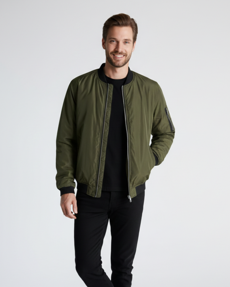 Zenio Bomber Bărbați Essensio – Jachetă Ușoară Rezistentă la Apă cu Fermuar și Finisaje Ripluite