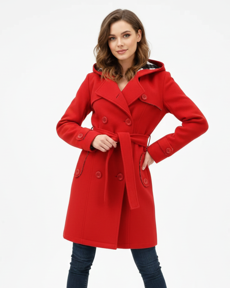 Issa Trenčkot Dámský – Elegantní Kabát s Páskem a Přiléhavým Střihem pro Podzim a Zimu