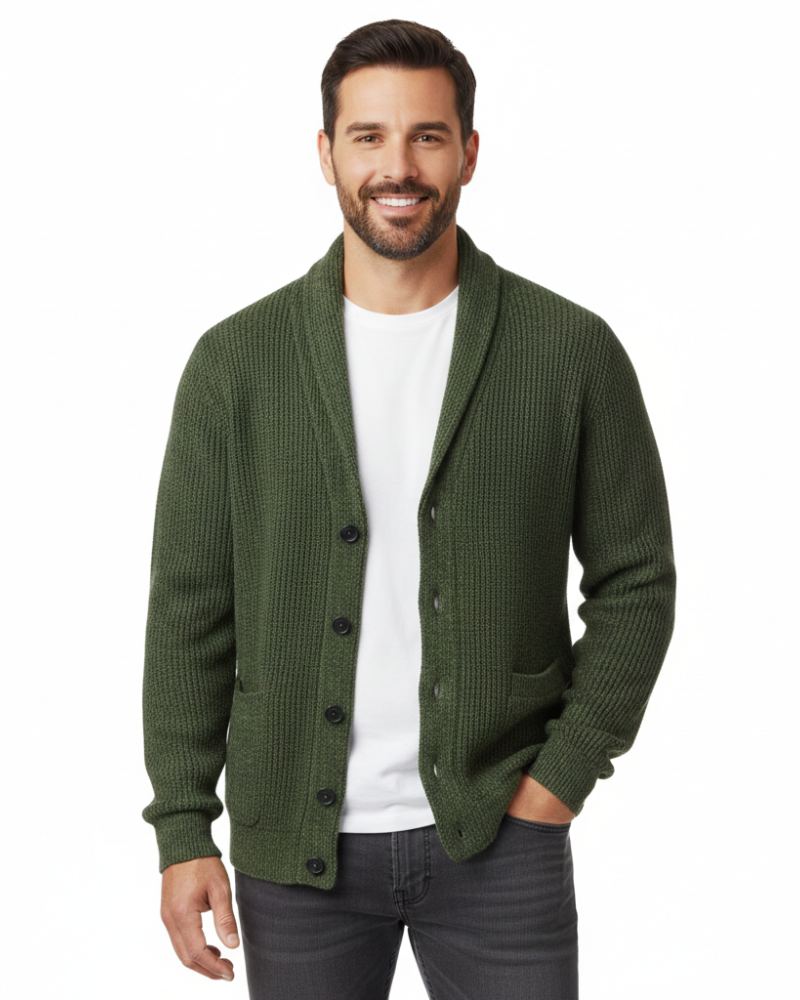 Victorino herrevest i ull – stripet cardigan med V-hals, knapper og lommer