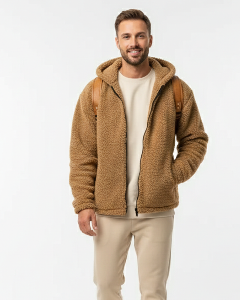 Lucio Veste Teddy Muškarac – Topli runasti s kapuljačom, zatvaračem na patent i sigurnim džepovima