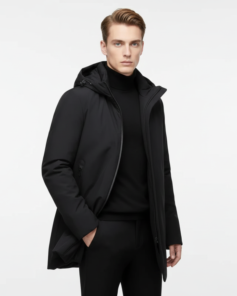 Jamiel Veste d’Hiver Homme Imperméable – Manteau Coupe Regular avec Capuche Coupe-Vent