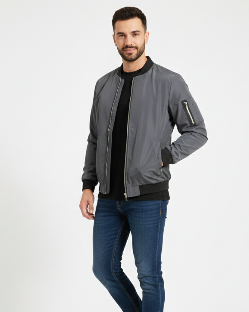 Zenio Bomber Bărbați Essensio – Jachetă Ușoară Rezistentă la Apă cu Fermuar și Finisaje Ripluite