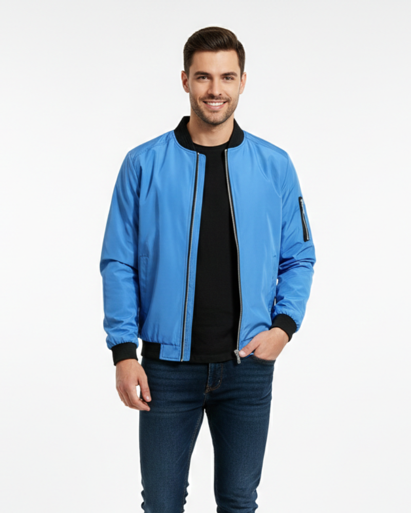 Zenio Bomber Homme Essensio – Veste Légère Déperlante avec Zip & Finitions Côtelées