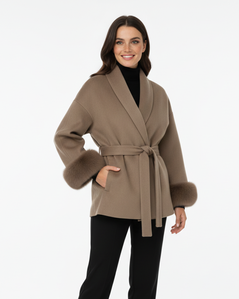 Aurore Women's Belted Coat – Loose Elegant Cut & Timeless Mid-Season Style