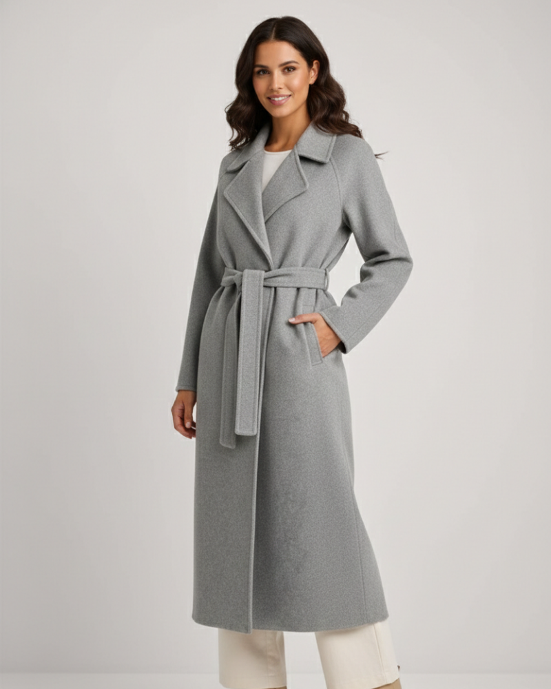 Talitha Dámský Dlouhý Kabát Elegantní – Kabát z Vlněné Směsi s Klasickým Límcem Reverz